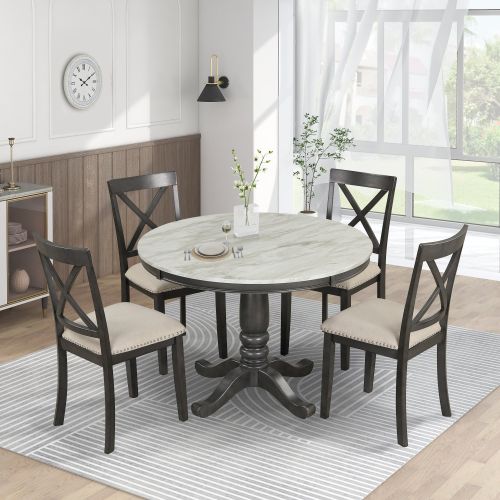 Orisfur. 5 Pieces Dining Table and Chairs Set for 4 Persons, Kitchen Room Solid Wood Table with 4 Chairs Orisfur. 5 Pieces Dining Table and Chairs Set for 4 Persons, Kitchen Room Solid Wood Table with 4 Chairs